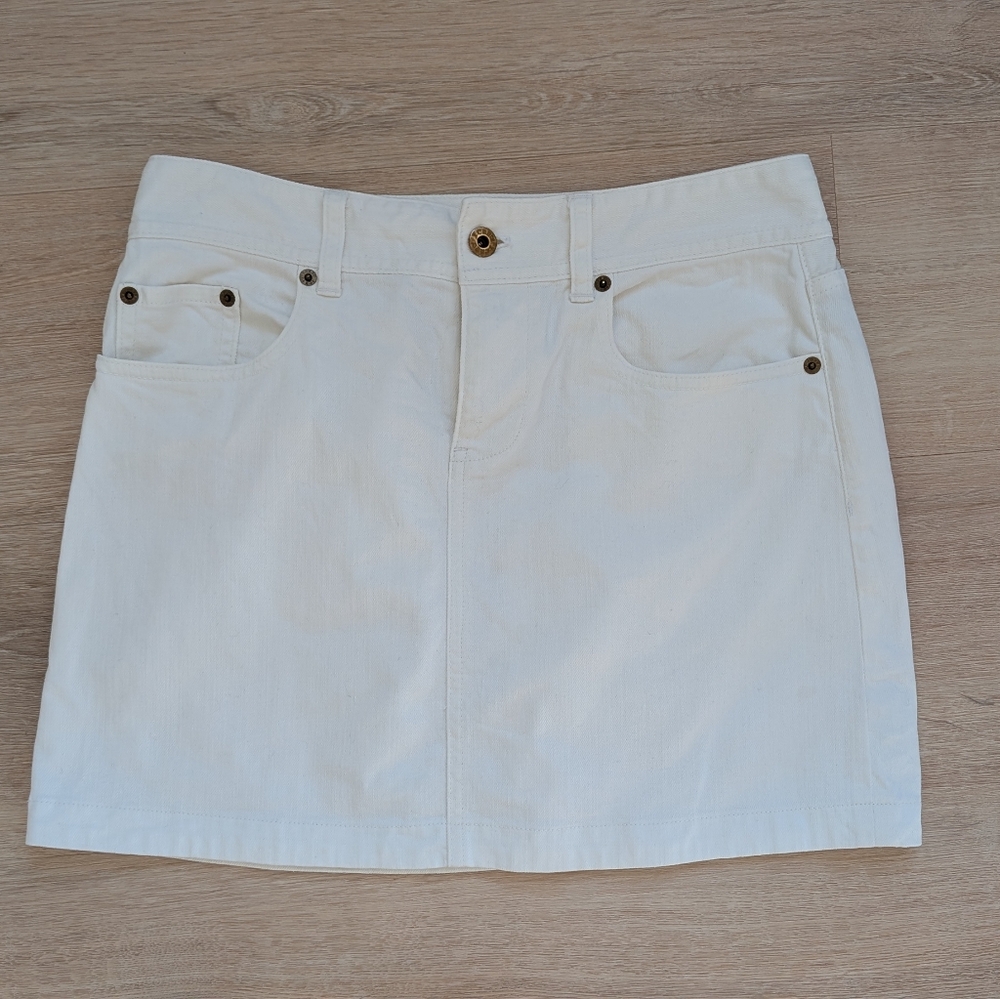 J.Crew White Denim Mini Skirt – Size 2 – Stretch Cotton – Classic Summer Staple